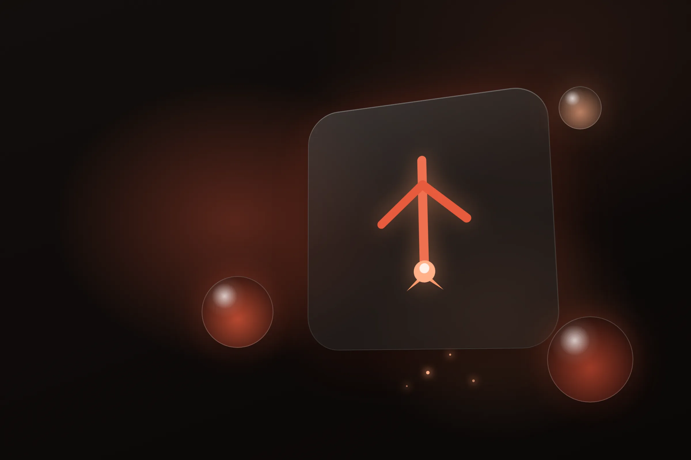 The runa mark: a geometric rune stave with an ember glowing at its base, on warm charcoal glass.